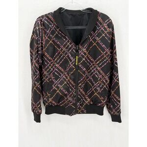 Apple Jacket Mens Small Black Emoji Reversible Bomber WWDC20 Full Zip Bomber